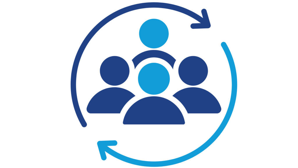 Team icon with circular arrows symbolizing customer retention